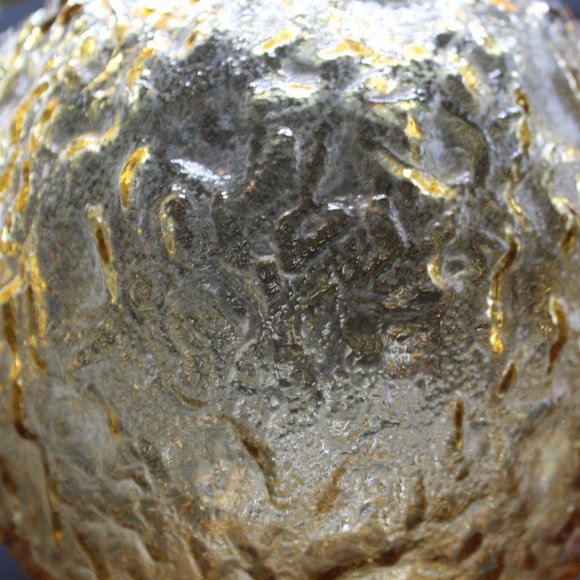 Vintage Crinkled Amber Large Glass Round Pitcher with Spout w/4 matching glasses - Picture 7 of 12